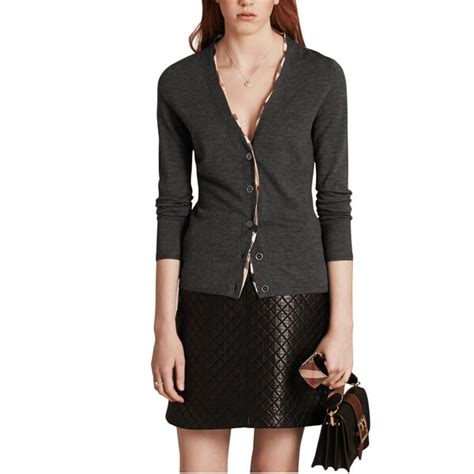 burberry check trim cardigan